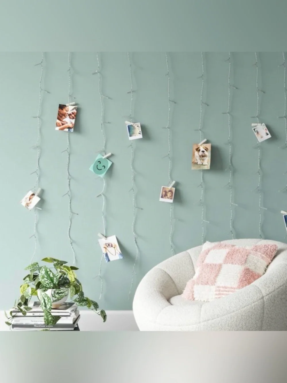 Room Essentials White Curtain String Lights With Photo Clips - NIB